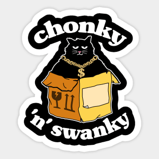 Funny Chonky ´n´ Swanky Black Cat In The Box Gift Sticker